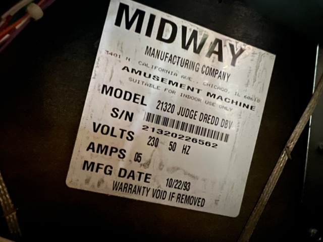 895440-15 Pinball Bally Judge Dredd -1993