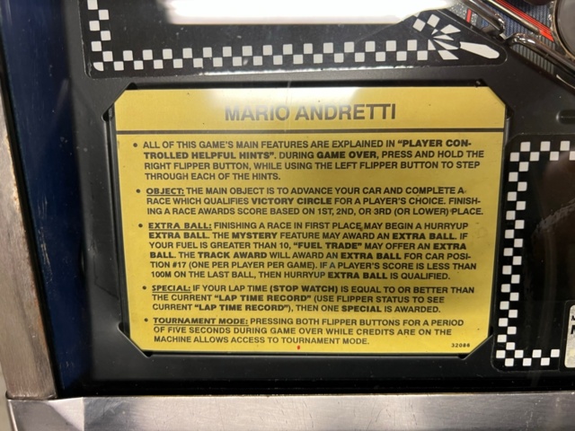 895441-9 Pinball Gottlieb Mario Andretti -1995
