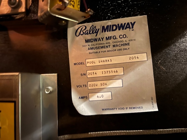 895446-14 Pinball Bally Pool Shark -1990