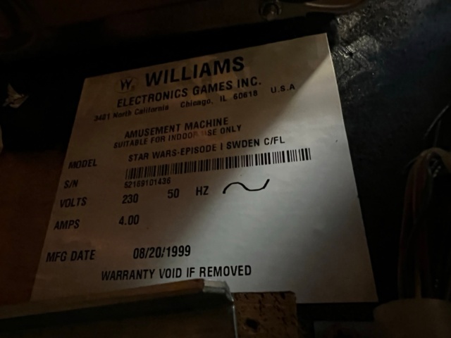 895455-20 Pinball Williams Star Wars Episode 1 -1999