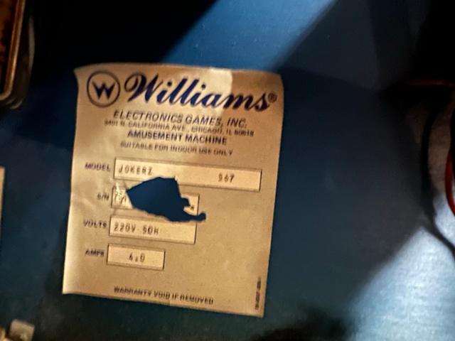 895460-17 Pinball Williams Jokerz! -1988