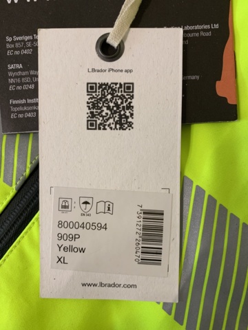 918470-2 Work jacket L.Brador 909P, Warning Yellow, Size XL