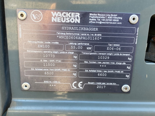 919170-64 Wheel excavator Wacker Neuson Ew100 Model year 2017