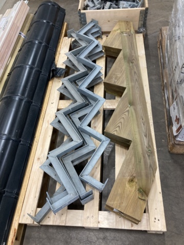 918233-10 Assortment of building materials (ventilation hoods, roof steps, rails and sills, etc.)