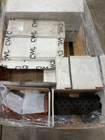 918233-11 Assortment of building materials (ventilation hoods, roof steps, rails and sills, etc.)