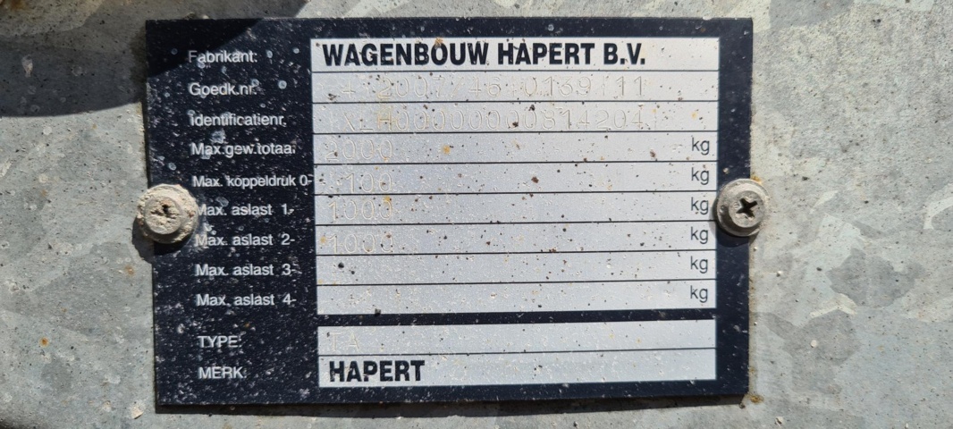 908956-12 Flatbed trailer Hapert with loading ramp Habert Azure H2