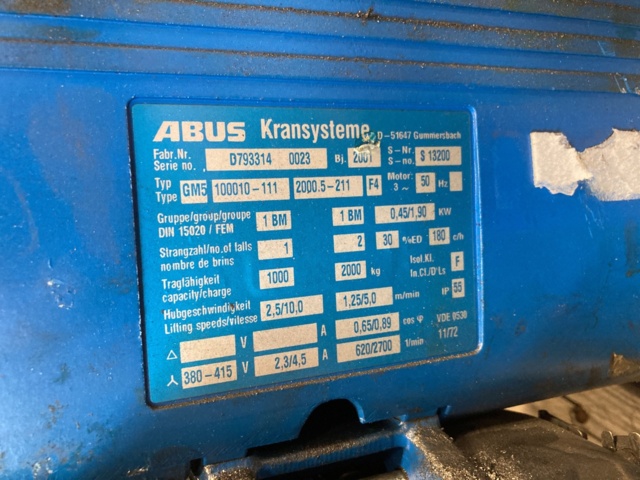 914593-14 Crane system ABUS DLVM incl telfer ABUS GM5 - 2001