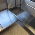 925313-6 L-shaped stainless steel bench with hob and mixer