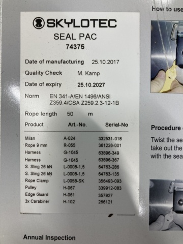 926314-3 Fall protection package Skylotec Milan 2.0 - 50 meters