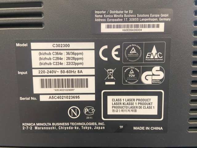 805244-12 Multifunction printer - Konica Minolta BizHub c224e with finisher