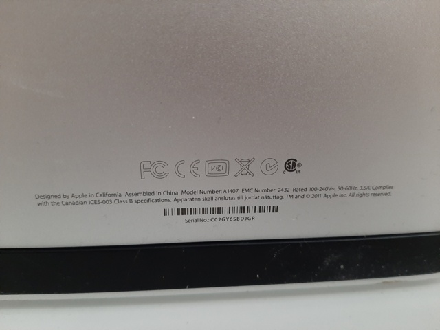 805251-4 Monitor 27" - Apple Thunderbolt Display (A1407)