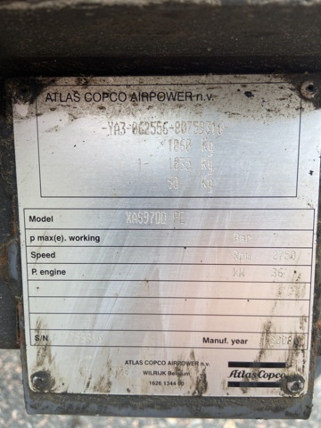 917286-17 Diesel compressor Atlas Copco XAS97 -2008