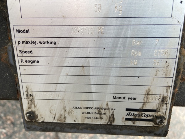 917286-19 Diesel compressor Atlas Copco XAS97 -2008