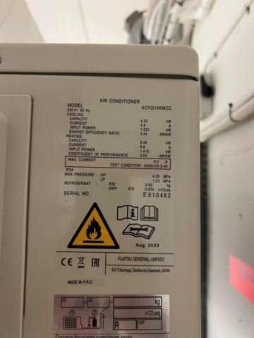 895809-6 AC Fujitsu ASYG14KMCC -2021