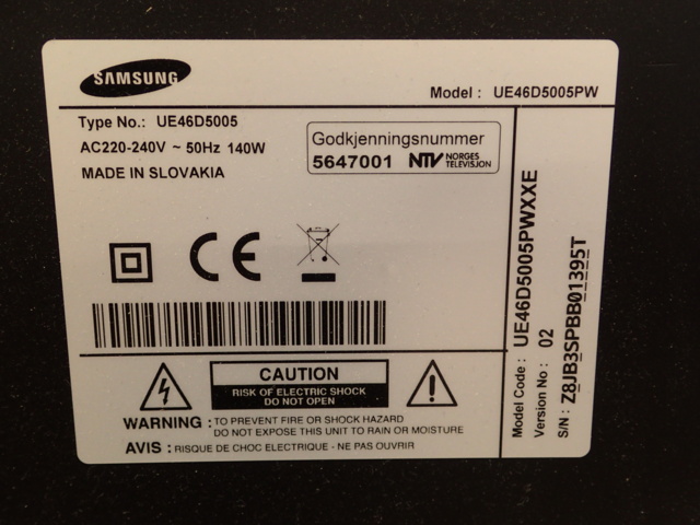 861845-7 TV Samsung 46 inches