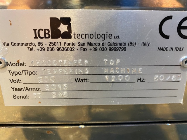 929519-8 Chocolate machine ICB Chocotemper Top