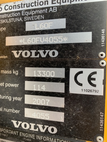 931575-18 Wheel loader Volvo L60F (12092 h) -2007