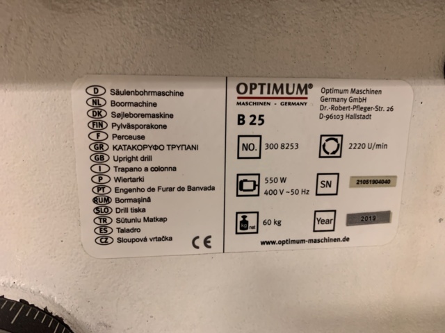 931625-5 Pillar drill Optimum Optidrill B25