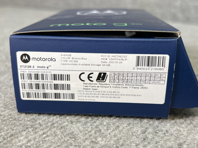 922812-9 Mobile phone, Motorola Moto G20, locked