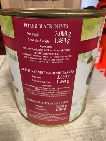 809995-3 Black olives Cordoliva 59 cans of 3kg