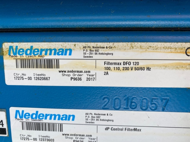 937201-8 Welding extraction system Nederman Filtermax DFO 120