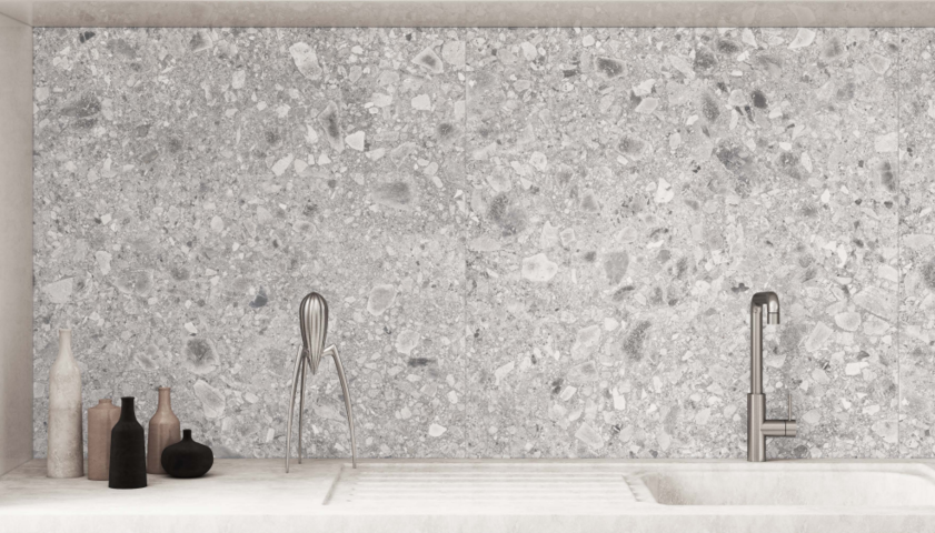 938601-1 7m² Tiles for hall/floor/kitchen/bathroom, Terrazzo look, 30x60cm