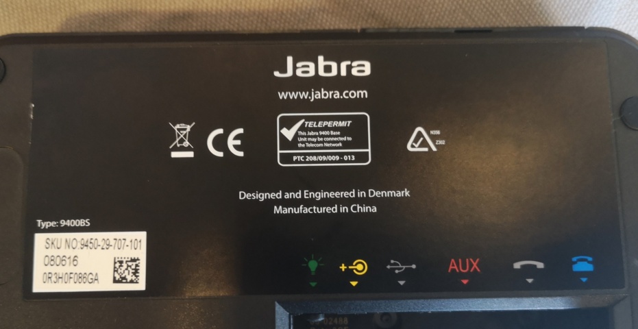 938838-10 Headset Jabra Pro 9450, associated charger, DHSG cable