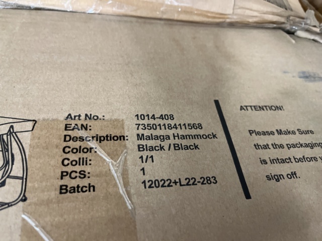 939745-3 Hammock Cello Mala In Black With Black Cushions