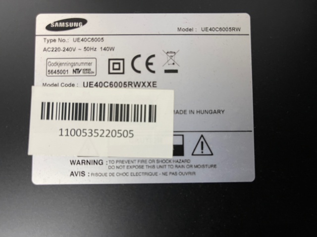686736-3 TV Samsung UE40C6005RW