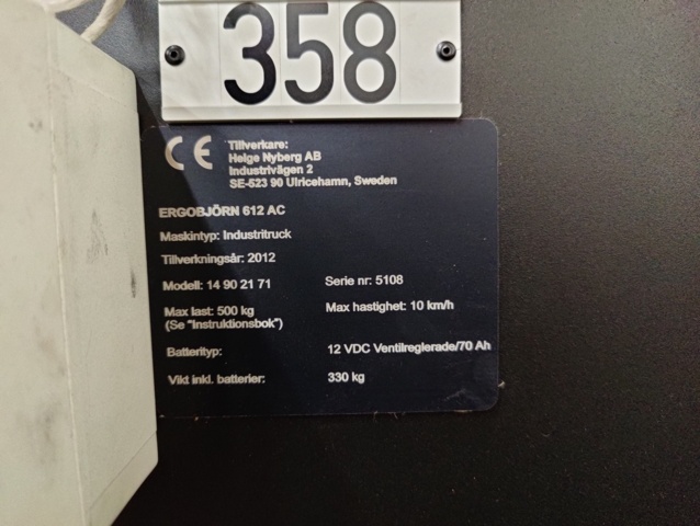 937434-9 Pick truck Ergobjörn 612 AC