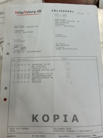 937434-13 Pick truck Ergobjörn 612 AC