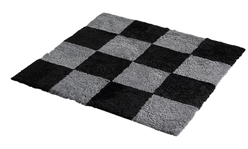 942232-1 Sheepskin rug Chess carpet 120X120cm, Anthracite/black