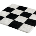 942241-1 Sheepskin rug Chess carpet 120X120cm, black/off white