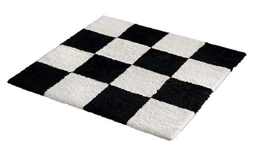 942241-1 Sheepskin rug Chess carpet 120X120cm, black/off white
