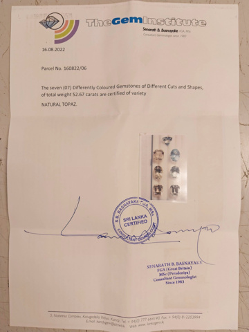 942752-9 Lot of faceted blue Topaz 52.67 ctv. with cert.