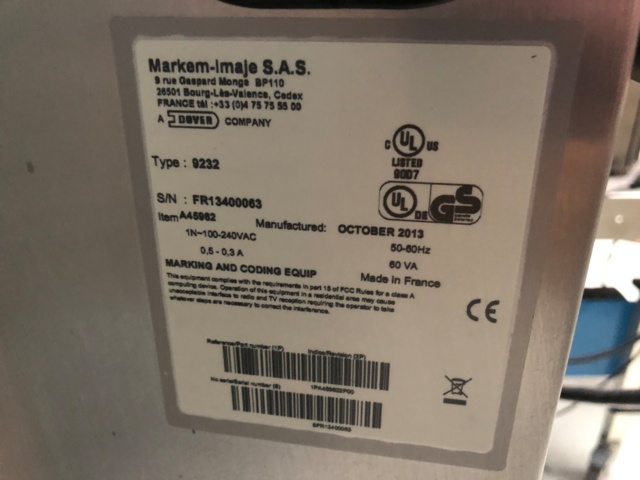 943807-7 1 Inkjet Printer Markem-Imaje 9232 E