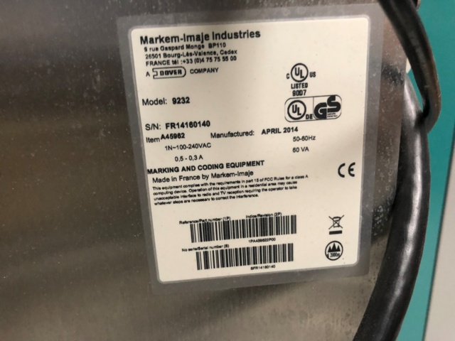 943809-6 1 Inkjet Printer Markem-Imaje 9232 E
