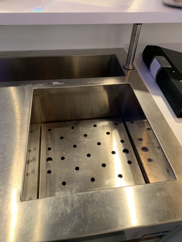 940236-7 Costilla cooling bench with six pull-out drawers, cooling trough and cooling pit