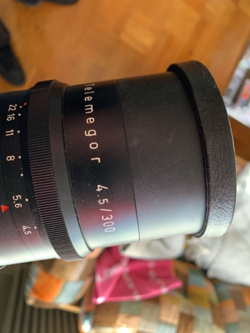 940349-3 Lens Meyer optics Telemegor 4.5/300 with Manfrotto stand