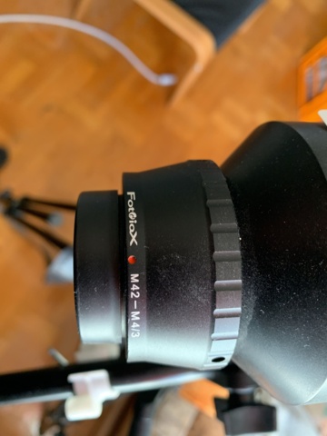 940349-6 Lens Meyer optics Telemegor 4.5/300 with Manfrotto stand