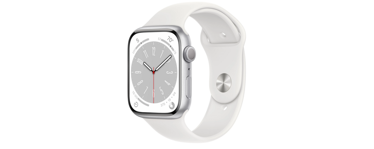 947827-1 Apple Watch Series 8 GPS 45mm Silver Aluminum Case with White Sport Band - Regular