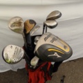 949239-2 Golf equipment mixed wood and iron clubs with bag, various brands