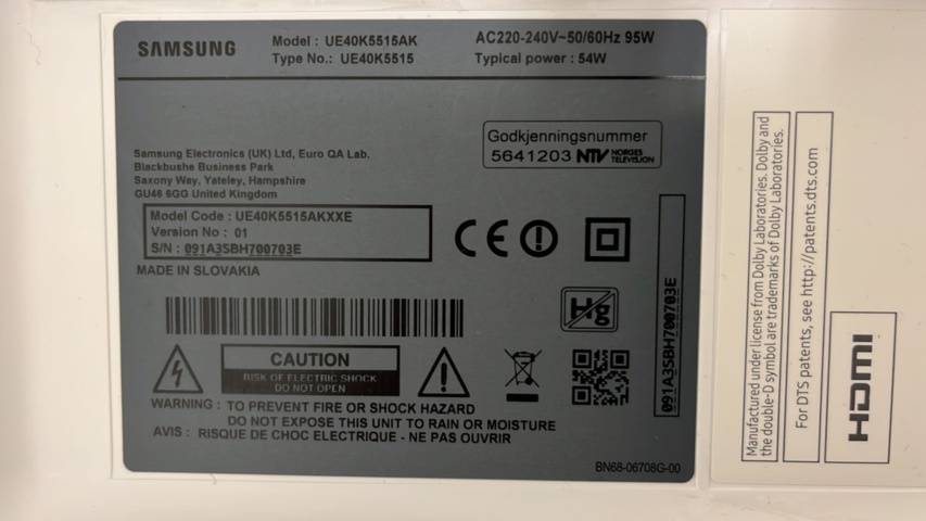 945154-4 Samsung UE40K5515AK 5 series TV - Ei pohjahintaa