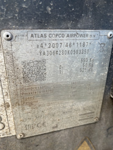 802672-23 Atlas Copco Compressor wagon XAS48 Reg.nr: FDF80C