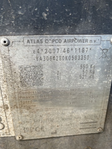 802672-24 Atlas Copco Compressor wagon XAS48 Reg.nr: FDF80C