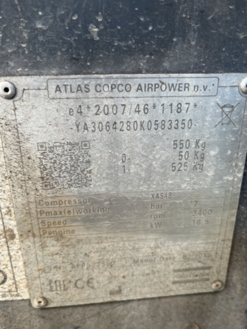 802672-25 Atlas Copco Compressor wagon XAS48 Reg.nr: FDF80C