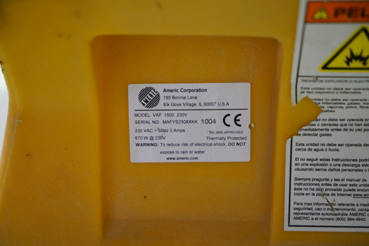 934117-4 Evakueringsfläkt Americ VAF 1500