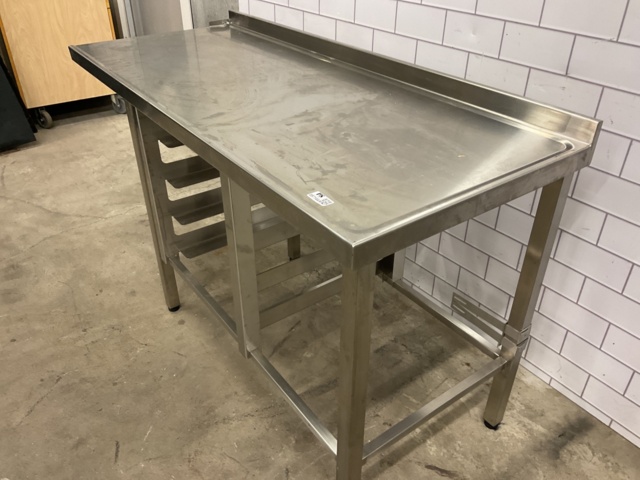 887144-6 New stainless steel dispensing bench with compartment for dish trays