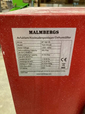950597-3 Condensation dehumidifier Malmbergs TDH-55UM