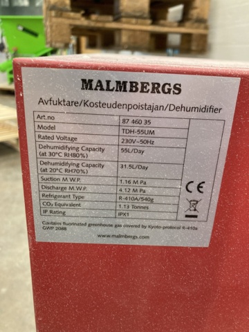 950599-3 Condensation dehumidifier Malmbergs TDH-55UM